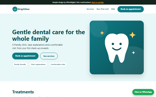 Sample website for a dental clinic